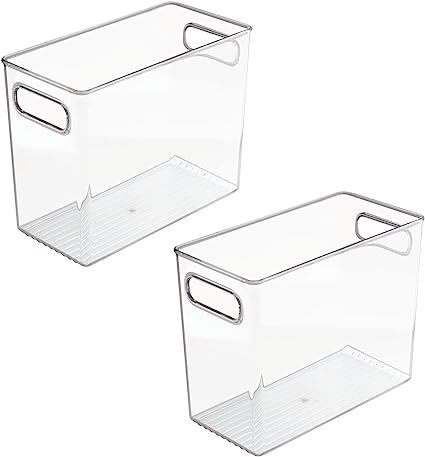 mDesign Tall Plastic Kitchen Food Storage Bin with Handles - Organizer Bins for Pantry, Cabinet, ... | Amazon (US)