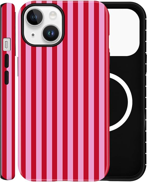 Magnetic Case for iPhone 14, Compatible with MagSafe, Aesthetic Striped Cute Design for Women, Hy... | Amazon (US)