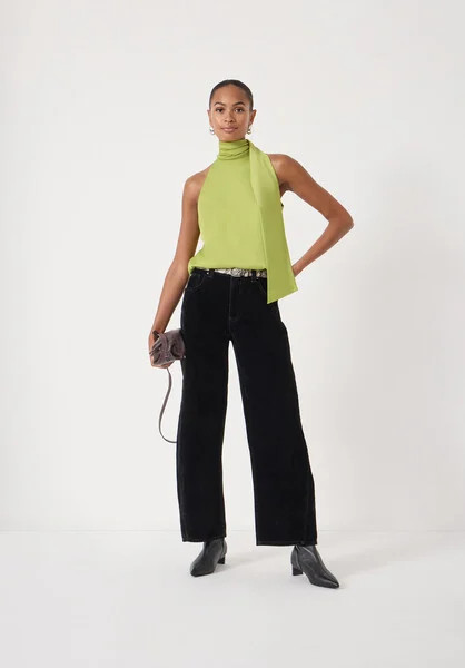 Velvet Flocked Denim Bree Barrel Jeans | Hush UK