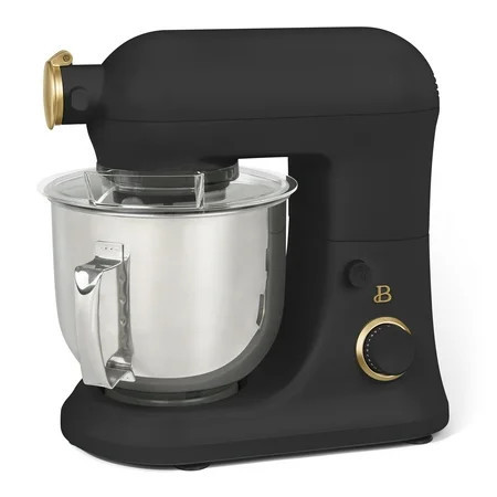 Beautiful 6 Qt Tilt-Head Stand Mixer with Dough Hook, Flat Beater, Balloon Whisk, Pastry Beater & Slicer/Shredder Set, Black Sesame by Drew Barrymore | Walmart (US)