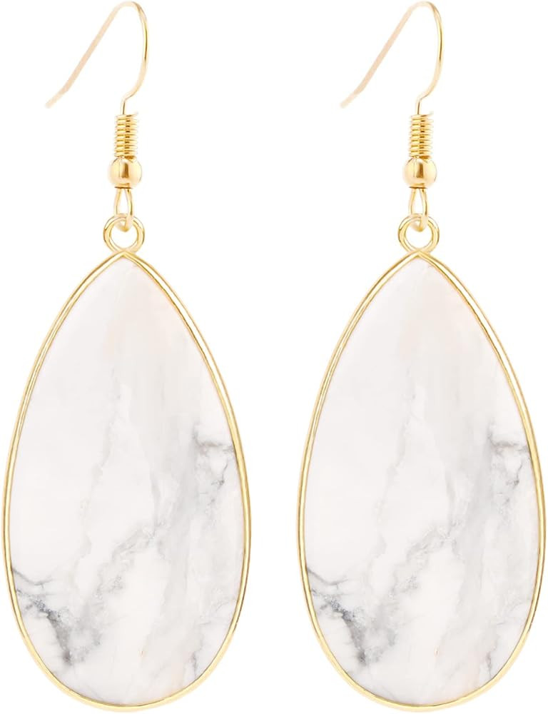 Natural Crystal Healing Stone Earrings Statement Teardrop Dangle Earrings for Women | Amazon (US)