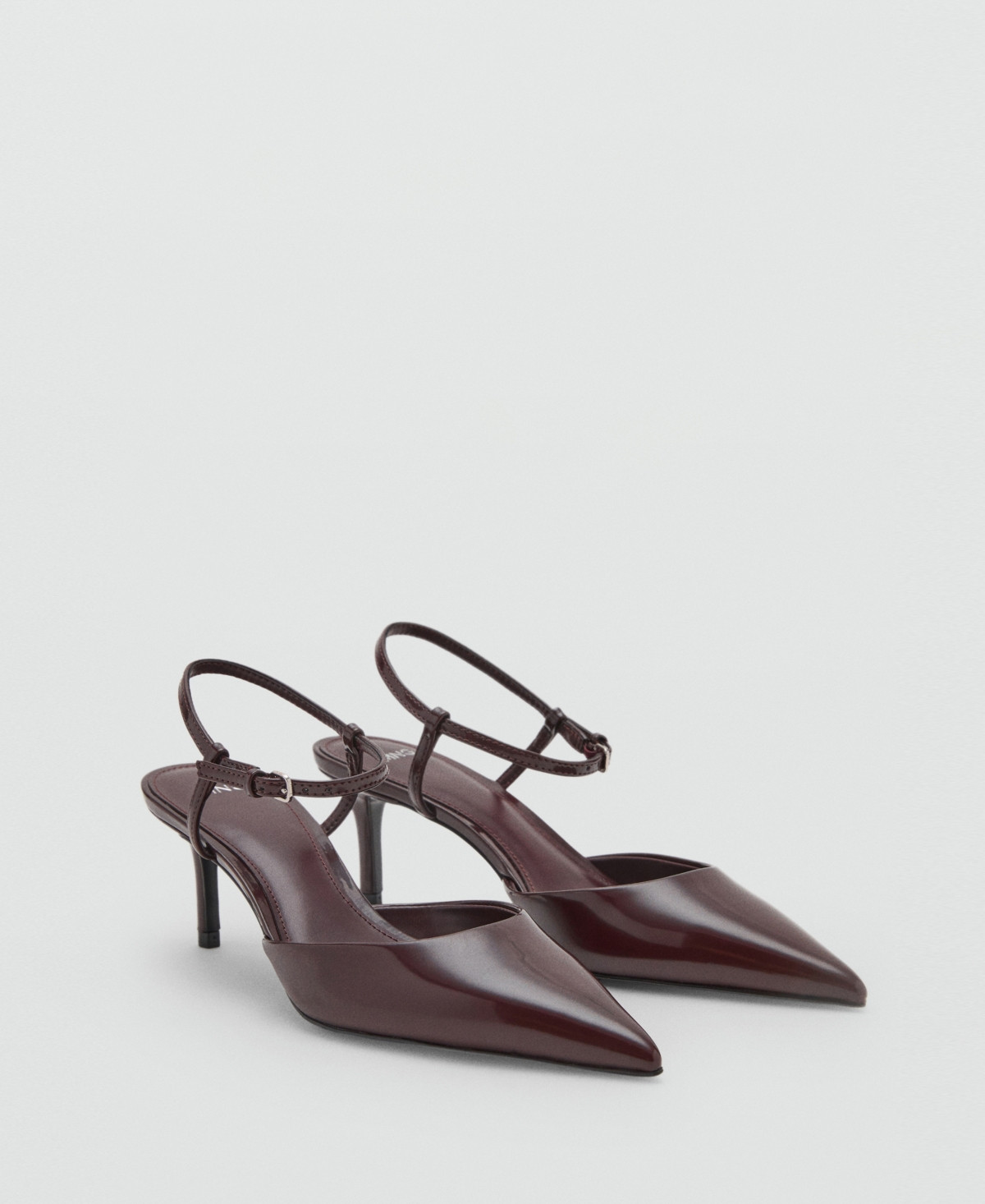 Mango Women's Ankle Strap Kitten-Heeled Shoes - Burgundy | Macy's