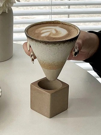 Chinese Retro Creative Handmade Ceramic Coffee Mug, Simple Latte Art Cup, Funnel-shaped Coarse Po... | SHEIN
