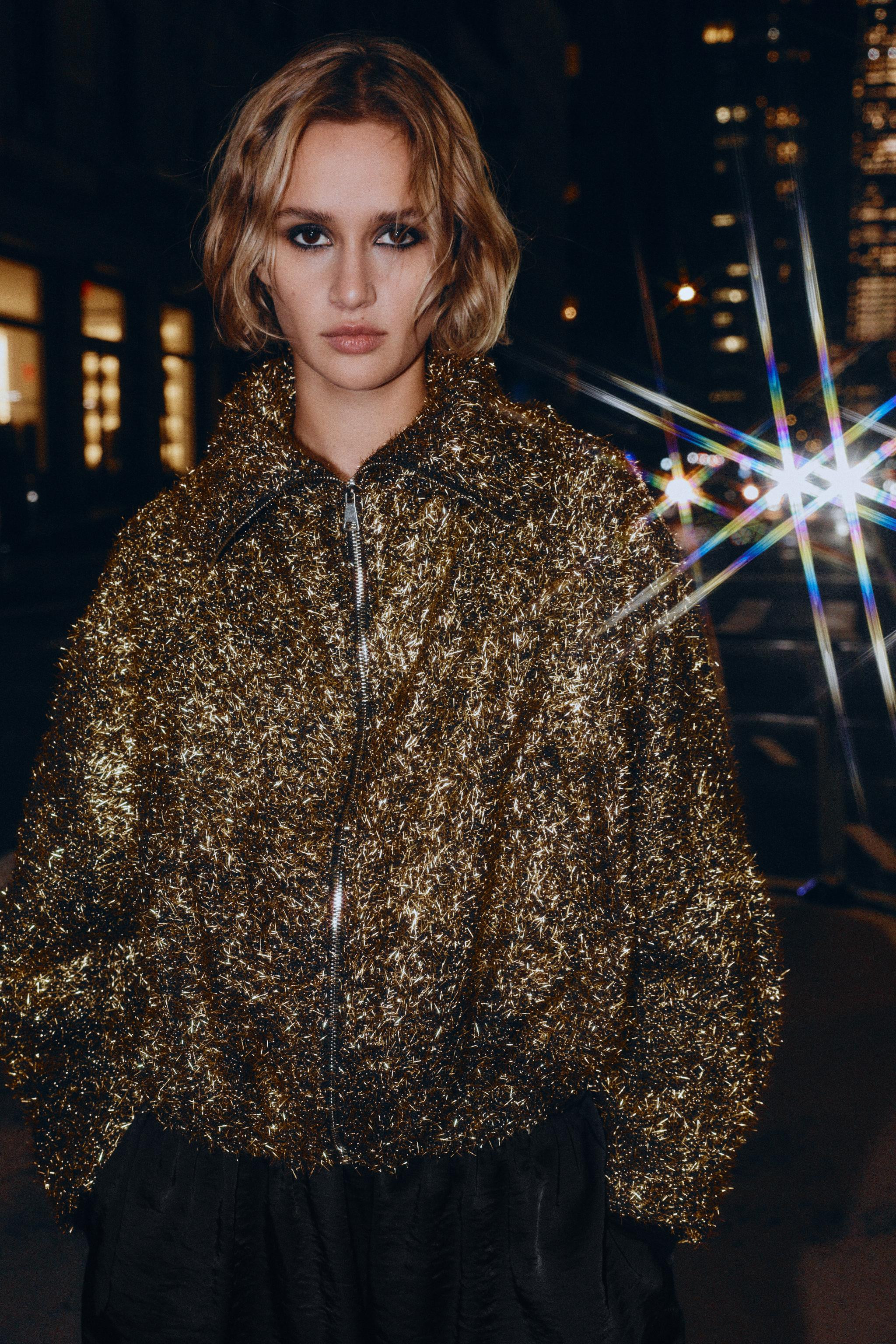 METALLIC THREAD BOMBER JACKET | Zara US