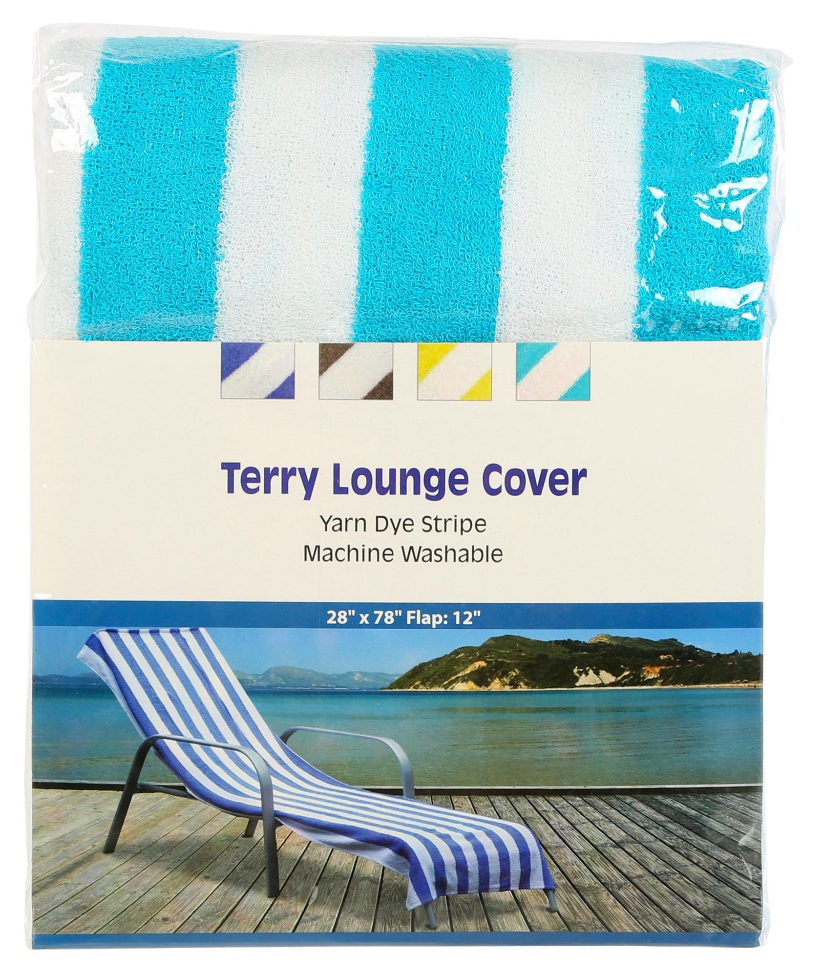 Terry Stripe Lounge Cover - Teal-teal-4306960768533  | Burkes Outlet | bealls