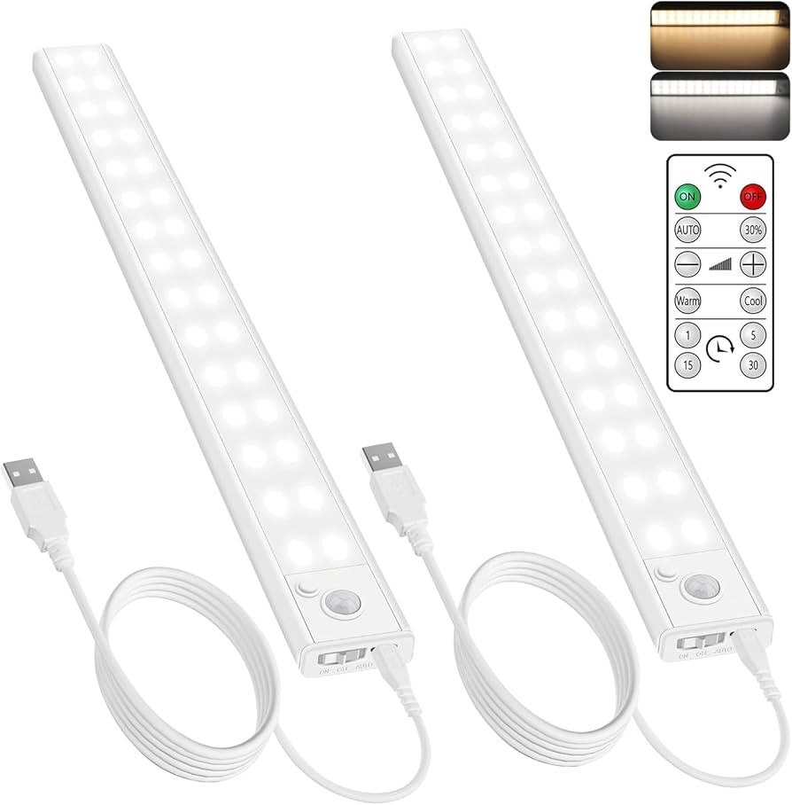 KASONIC 11.8 Inch Under Cabinet Light, Motion Sensor Cordless Magnetic Closet Lighting, USB Recha... | Amazon (US)