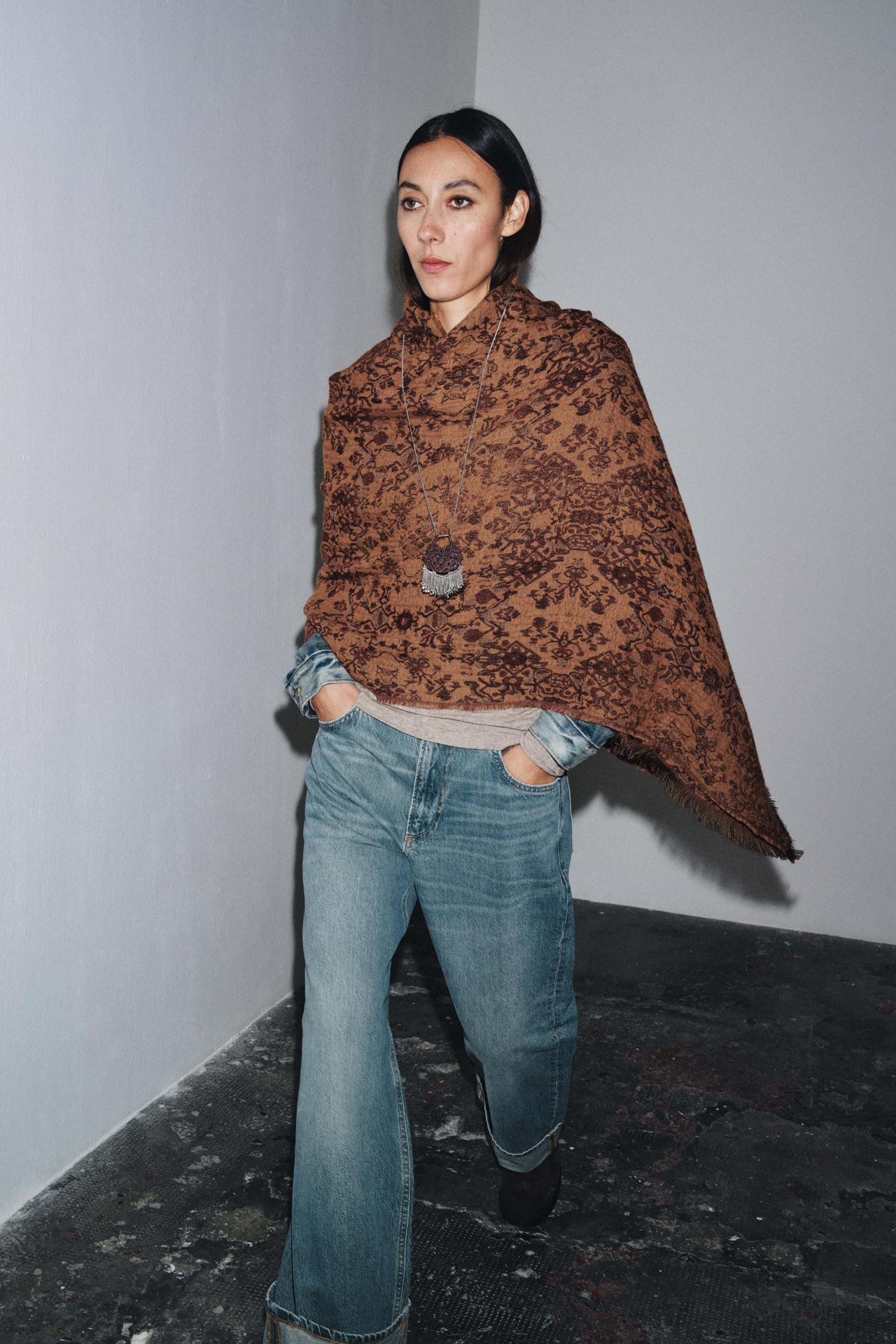 WOOL JACQUARD SCARF | Zara US