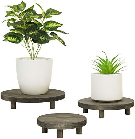MyGift Vintage Gray Solid Wood Garden Plant Pot Riser Display Stands, Set of 3 | Amazon (US)