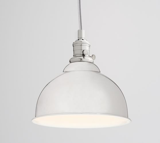 PB Classic Metal Bell Nickel Pendant Hardwire Kit + Bell Shaped Small Shade, Nickel | Pottery Barn (US)