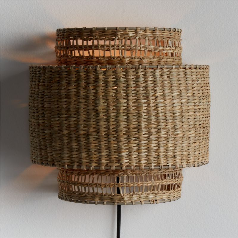 Nossa Natural Woven Plug In Wall Sconce Light + Reviews | Crate & Barrel | Crate & Barrel