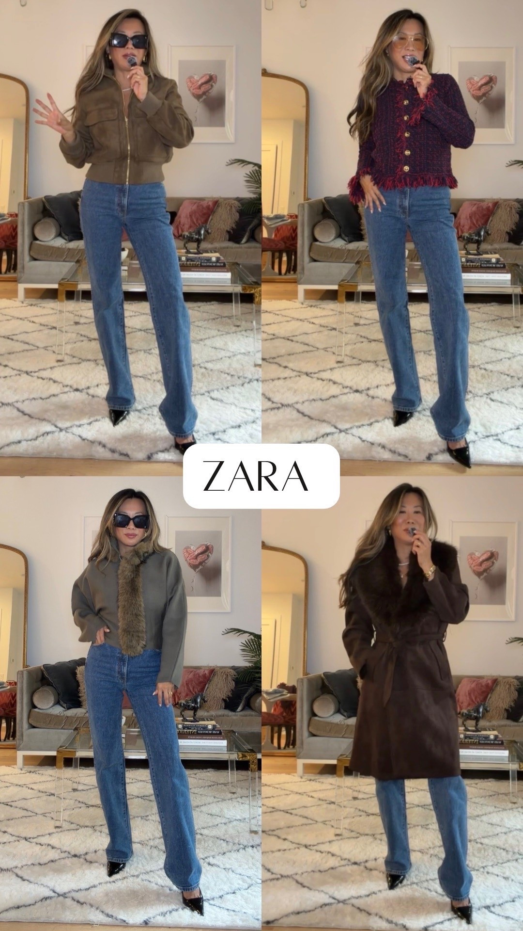 Zara top 4 coats/jackets for this fall season. Cute fashionable outerwear all in size small. Khaite Danielle straight leg jeans size 27