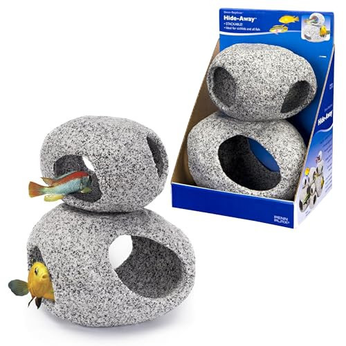 Penn-Plax Deco-Replicas Granite Stone Hideaway, 2 Piece Aquarium Decor Set - Durable, Stackable Fish Cave Ornament for Freshwater & Saltwater Tanks - Ideal for Reptiles & Amphibians, 4 & 5 Inches | Amazon (US)