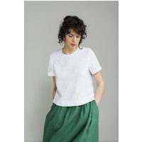 White Cropped Washed Linen Top, Crop Blouse, Minimalist Tops, Summer T-Shirt, Short Sleeve Tee, Linen Clothing | Etsy (US)