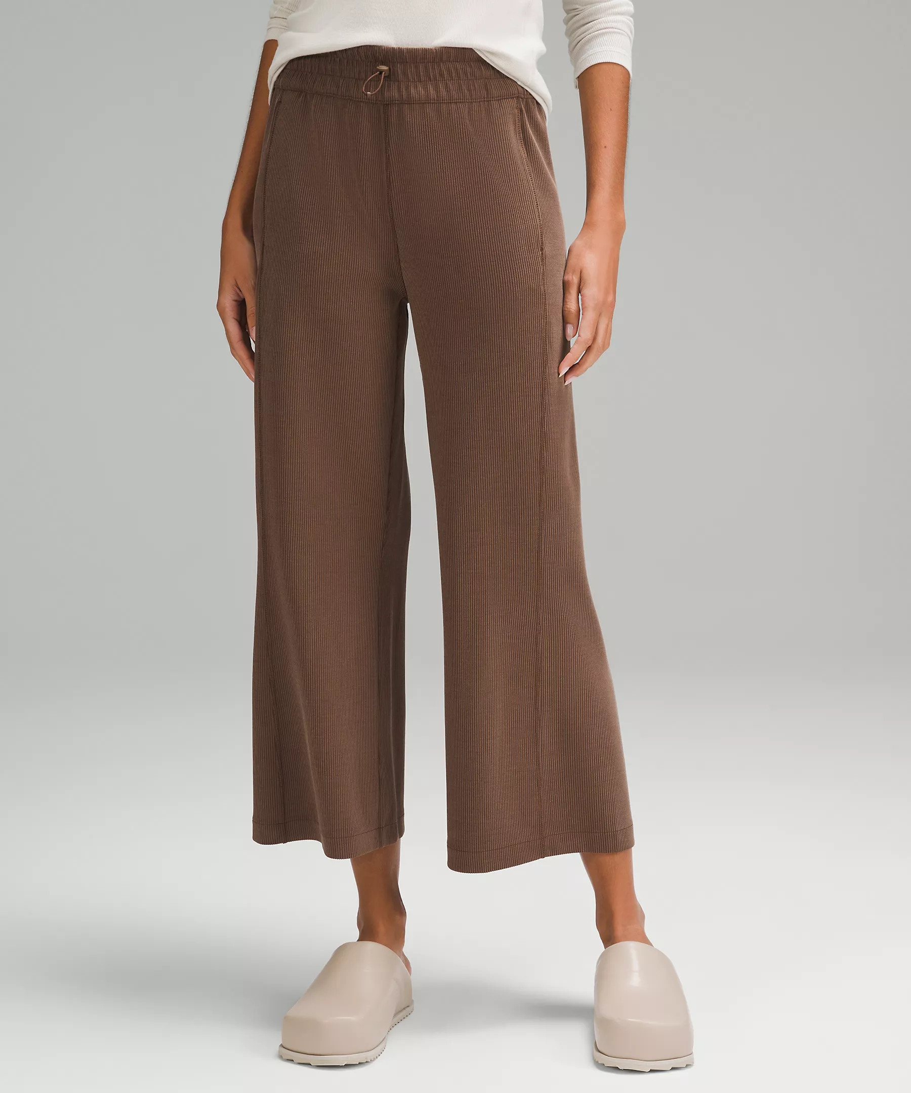 Ribbed Softstreme Mid-Rise Wide-Leg Cropped Pant 25" | Lululemon (US)