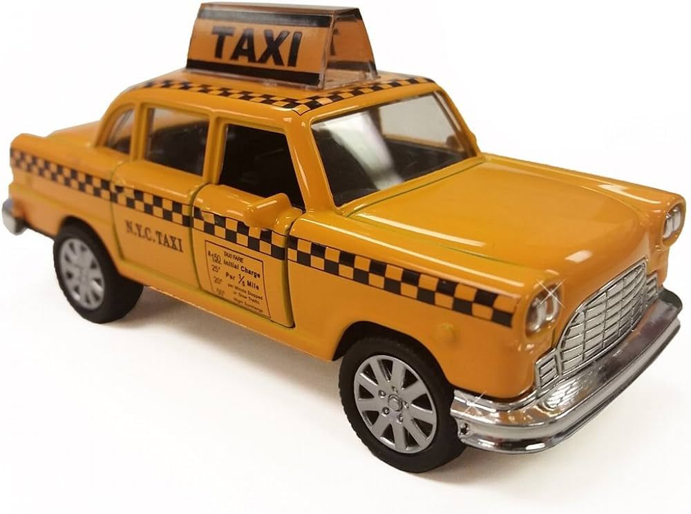 NYC Taxi in Yellow Cab with Pullback Action, Die Cast New York City Taxi Toy (No Sound) | Amazon (US)
