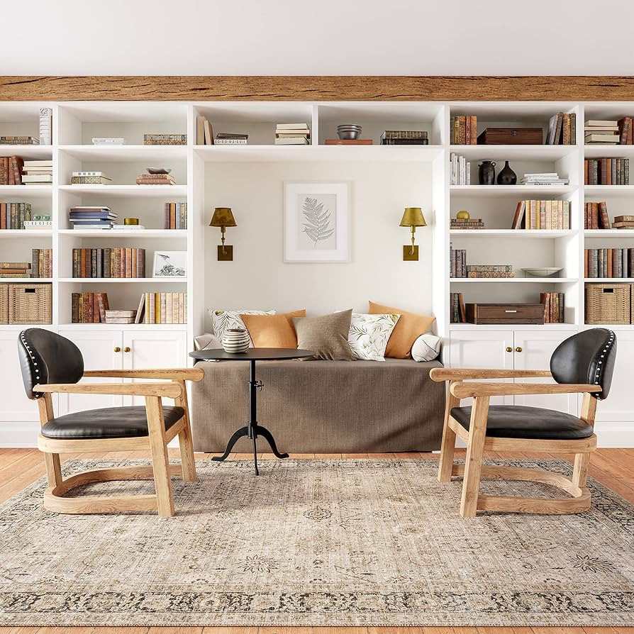 Rugs USA x Lauren Liess Bayberry Vintage Machine Washable Ultra Thin Area Rug, 8x10, Beige | Amazon (US)