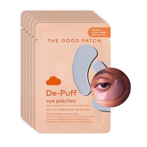 The Good Patch De-Puff Cooling Hydrogel Under Eye Patches for Puffy Eyes and Under Eye Bags, Made with Caffeine, Aloe Vera, Gotu Kola, Clinically Proven (6 Total Patch Sets) | Amazon (US)