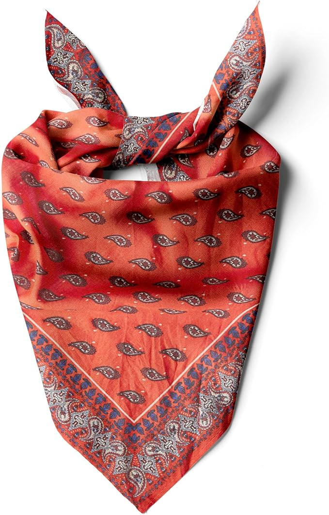 Womens Neck Scarf 23"x23" Small Square Organic Cotton | Headband Scarf Bandana Wrap Head Scarf Br... | Amazon (US)