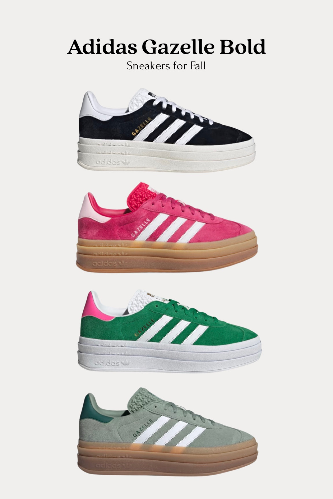 Obsessed with the Adidas Gazelle Bold sneakers for fall but I know I will be wearing them all year long!

I’m usually a 6.5-7 and the size 6 fit me perfectly! 💖