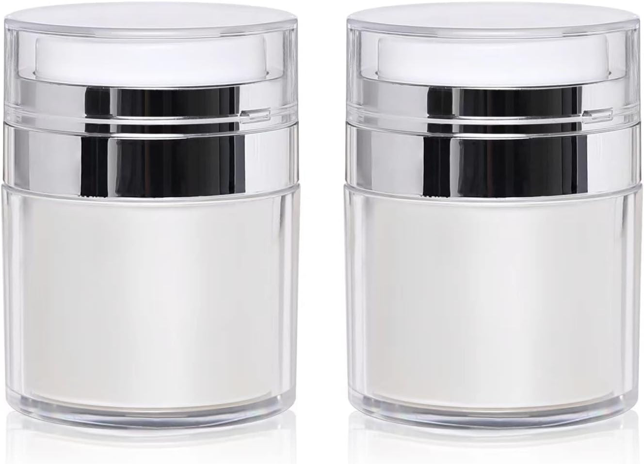 2 Pack 1.7 Oz Airless Pump Jars,Vacuum Cosmetic Travel Containers for Lotions And Creams, Refilla... | Amazon (US)