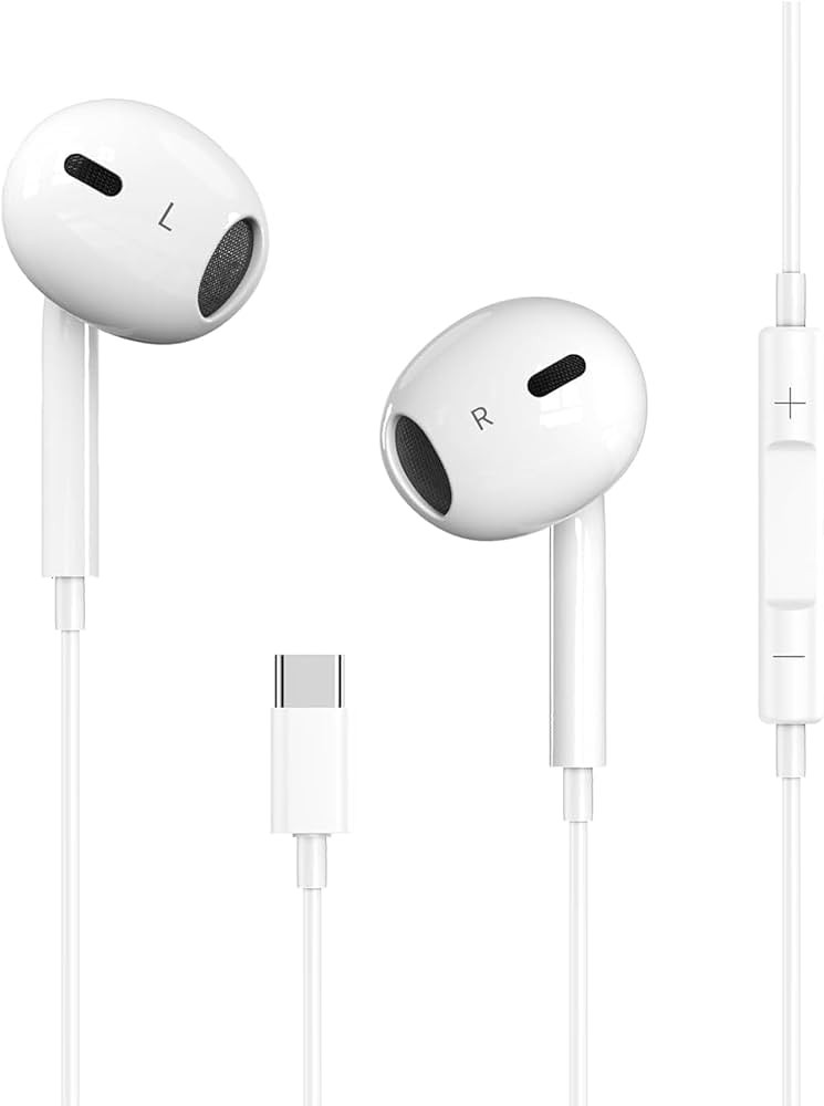 USB C Headphones for iPhone 17/16/15 Earbuds, Type C Earphones with Mic & Remote Control Noise Ca... | Amazon (US)