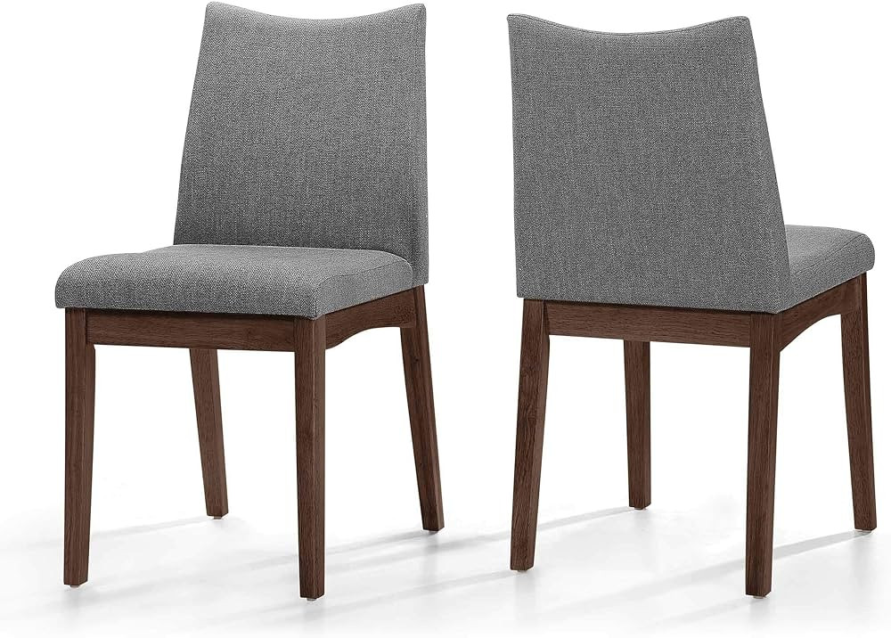 Christopher Knight Home Dimitri Fabric with Walnut Finish Dining Chairs, 2-Pcs Set, Dark Grey | Amazon (US)