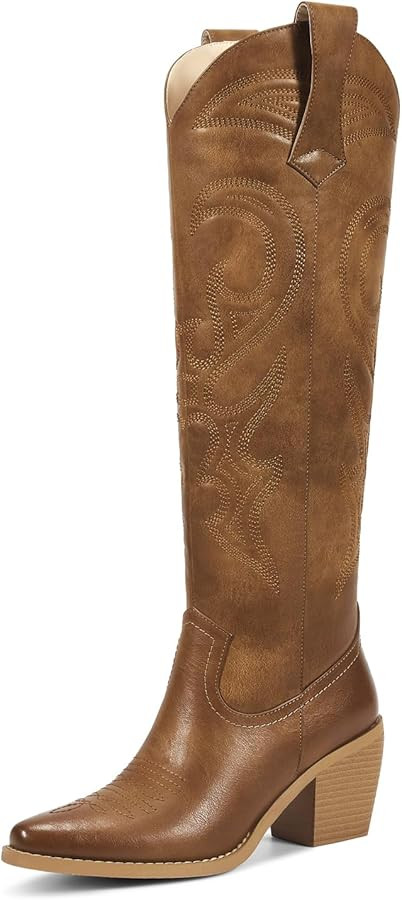 wetkiss Cowboy Boots for Women Knee High, Cowgirl Boots Women Rhinestone Comfort Fashion Tall Spa... | Amazon (US)