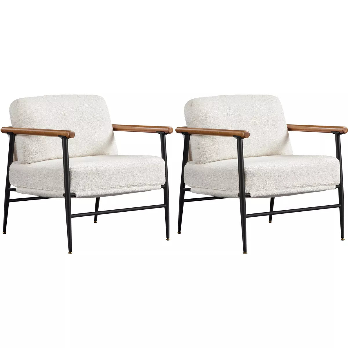 Yaheetech Set of 2 Mid-century Modern Boucle Accent Chair with Push Back Pillow and Seat Cushion,... | Target