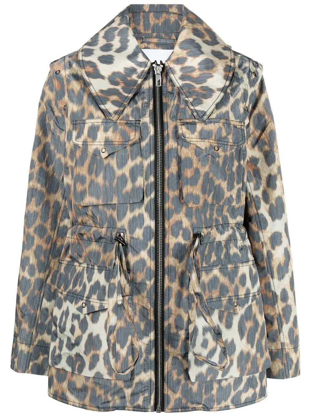 GANNI detachable-sleeves leopard-print Jacket - Farfetch | Farfetch Global
