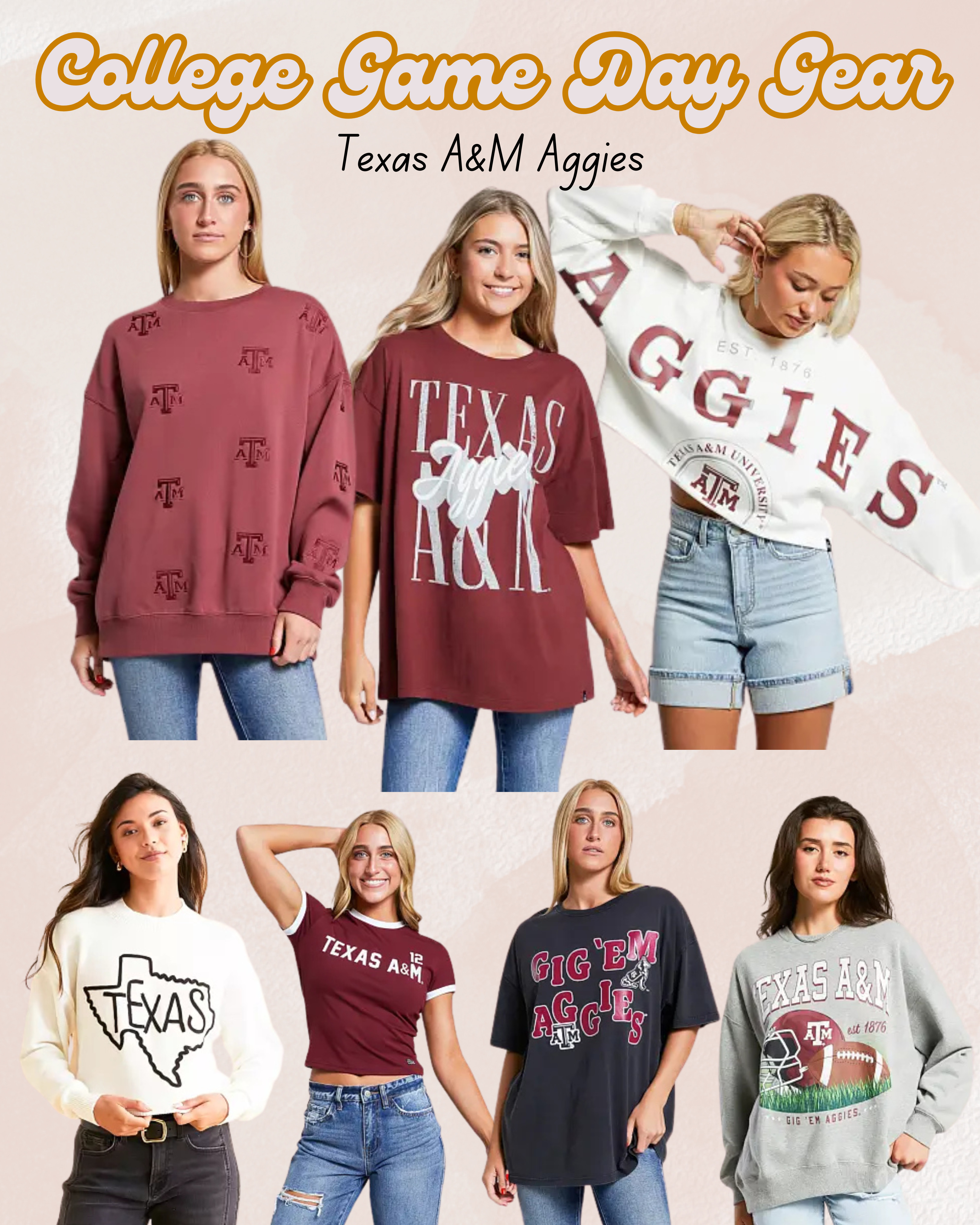 Buckle has the cutest game day gear. Perfect for Fall. Wear to football, basketball, baseball, or any games or events for the matter. Here is the options for Texas A&M Aggies, gig em aggies, Texas A&M University 

 

#LTKSeasonal #LTKActive #LTKStyleTip