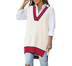 Kisscynest Women's Oversized V Neck Knitted Sweater Vest Casual Loose Sleeveless Sweater Pullover | Amazon (US)