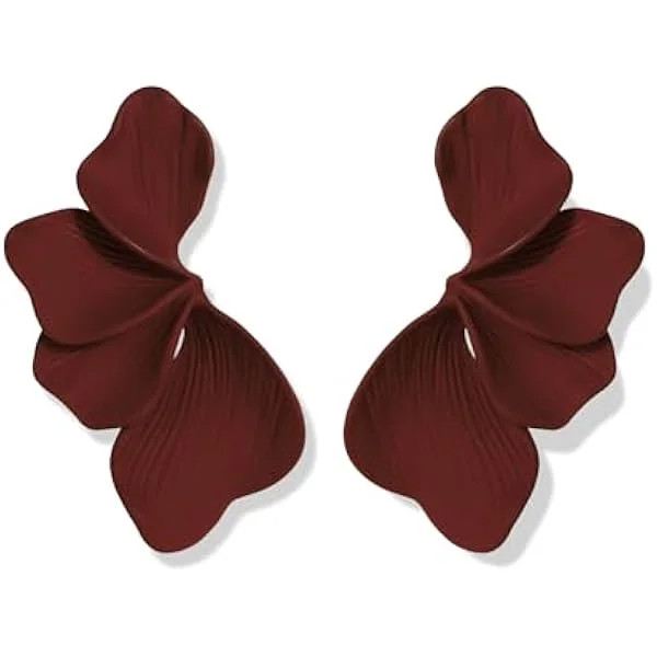 wonima10 Flower Earrings For Women Large Brown and Wine Red Painted Floral Dangle Statement Earri... | Walmart (US)