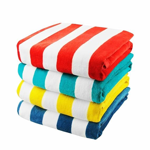 Exclusivo Mezcla 4-Pack 100% Cotton Cabana Striped Beach/Pool/Bath Towel(30" x 60")—Soft, Quick... | Amazon (US)