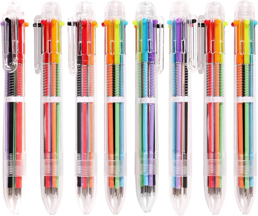DAIKOYE 24 PCS 0.5mm 6-in-1 Multicolor Ballpoint Pen 6 Colors Transparent Barrel Ballpoint Pen fo... | Amazon (US)