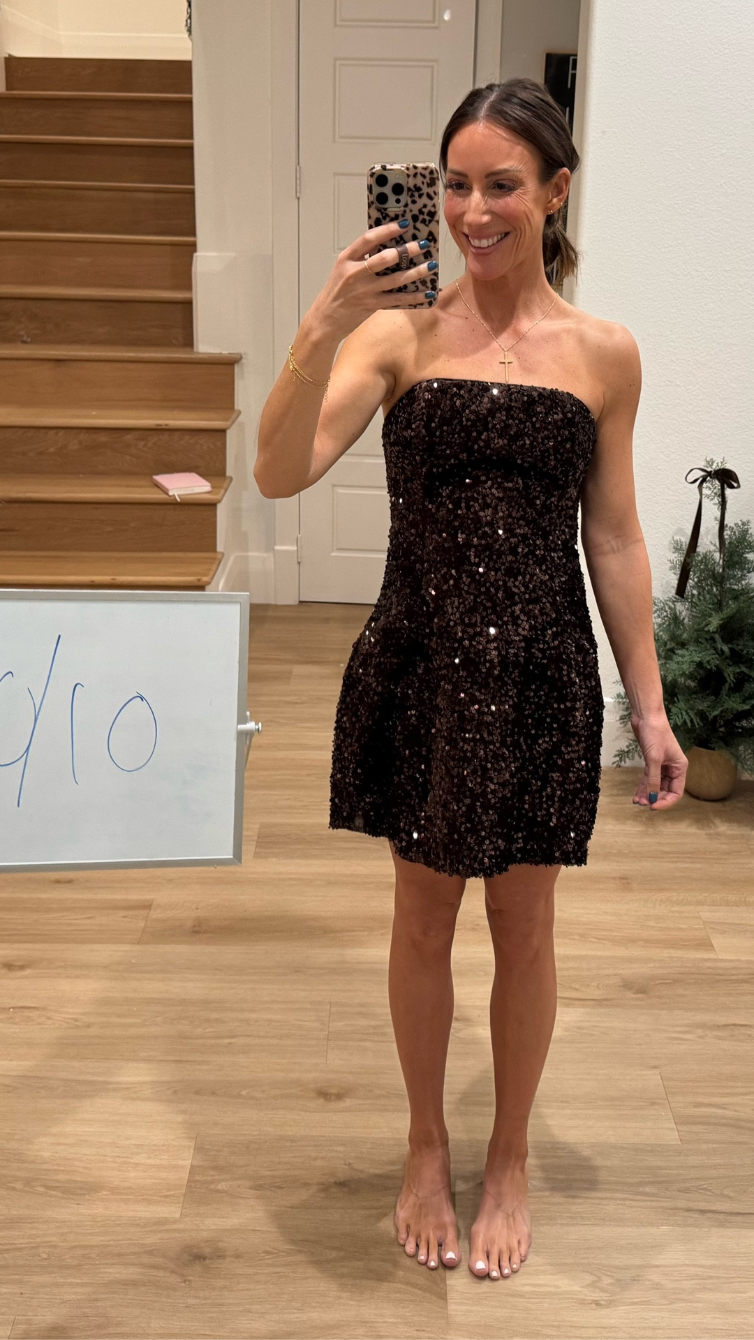 The prettiest dress for an event, especially during the holidays, chocolate brown and sequins, yes please! TTS, code,SARAHLIT30 works to save!!! 

#LTKWedding #LTKHoliday #LTKootd