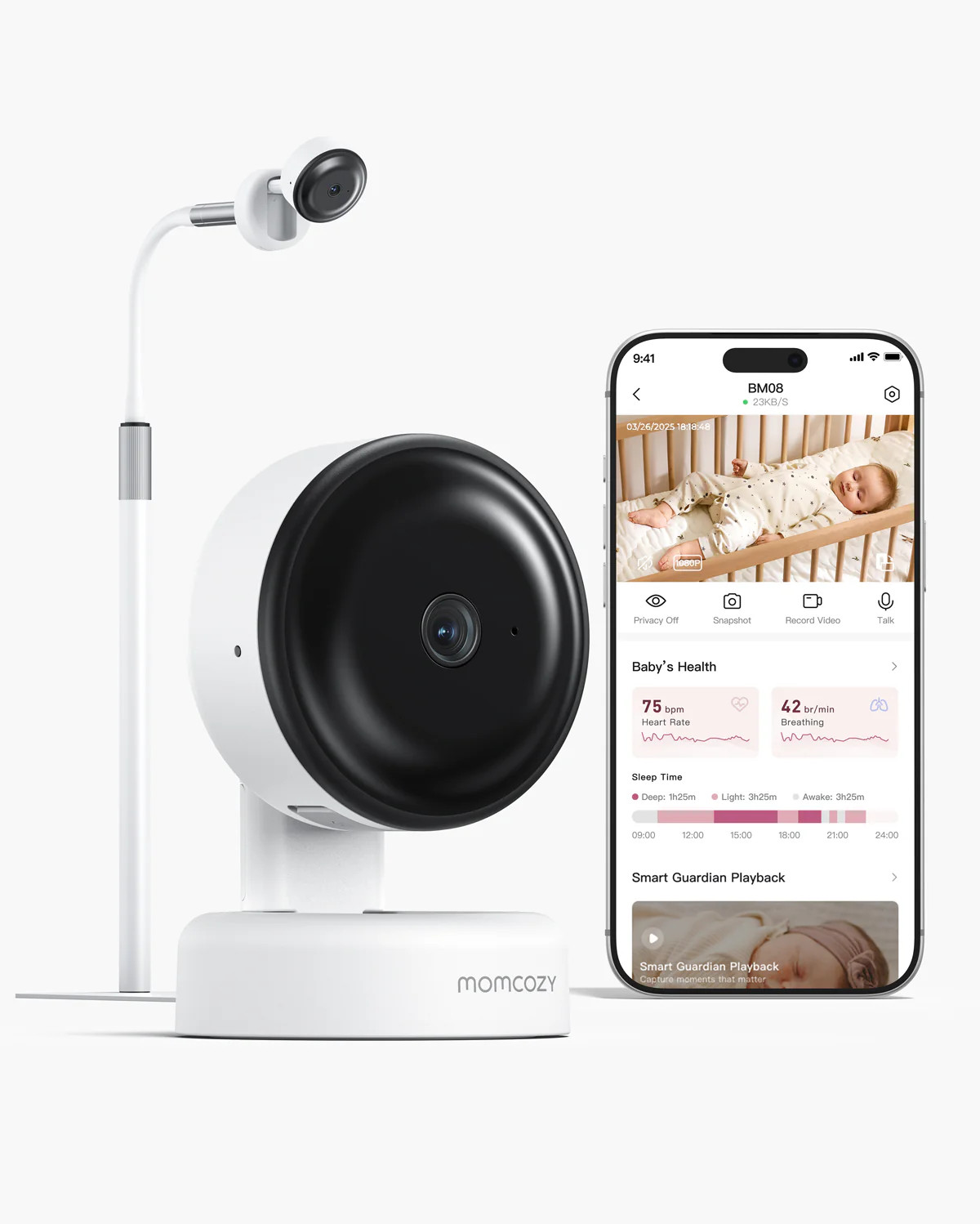 Contact-Free Smart Baby Monitor | 2K Night Vision Baby Monitor | Momcozy BM08 | Momcozy US