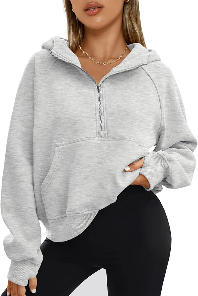 AUTOMET Half Zip Sweatshirts Cropped Hoodies Fleece Jackets Womens Quarter Zip Up Pullover Fall O... | Amazon (US)