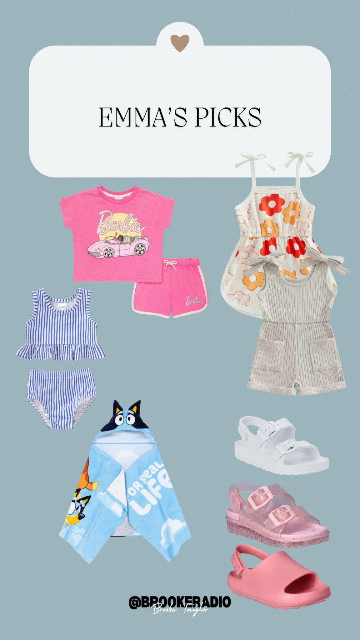 Some of Emma’s favorites right now! 

All of the shoes are so comfortable and perfect for summer time!

The Bluey towel is her favorite!



#LTKFamily #LTKSwim #LTKKids