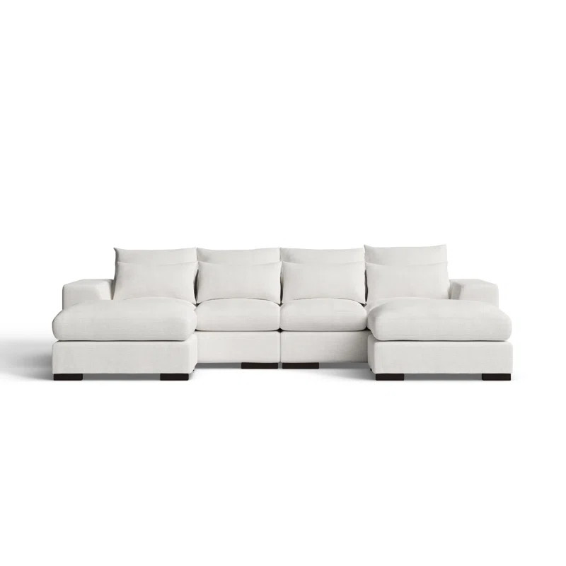 Ivy Bronx Biaggio Linen Blend Sectional with 2 Ottomans & Reviews | Wayfair | Wayfair North America