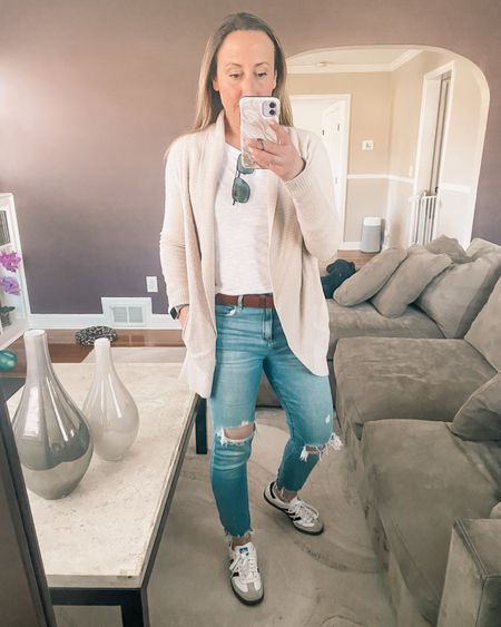 A great way to dress up a white T shirt and jeans is a long stylish cardigan.  Looks chic and adds an extra layer to your style. 

Spring style, wardrobe staples 

#LTKstyletip #LTKtravel #LTKfindsunder100
