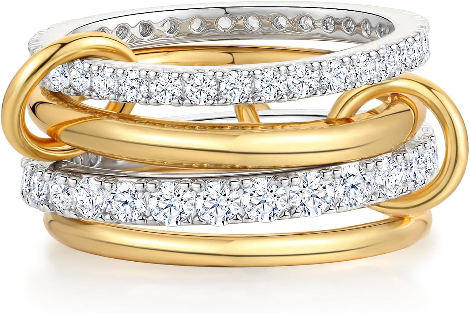 Gold Silver Rings for Women Non Tarnish 18K Gold Plated Stackable Rings Dainty Cubic Zirconia Sta... | Amazon (US)