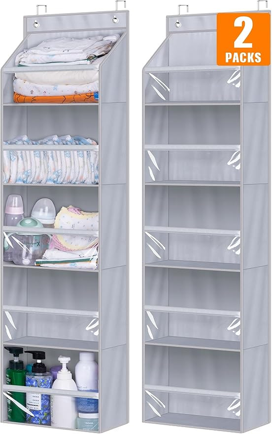 AOODA 2 Pack Over the Door Organizer, Large Capacity Closet Door Hanging Organizer, Clear Deep Po... | Amazon (US)
