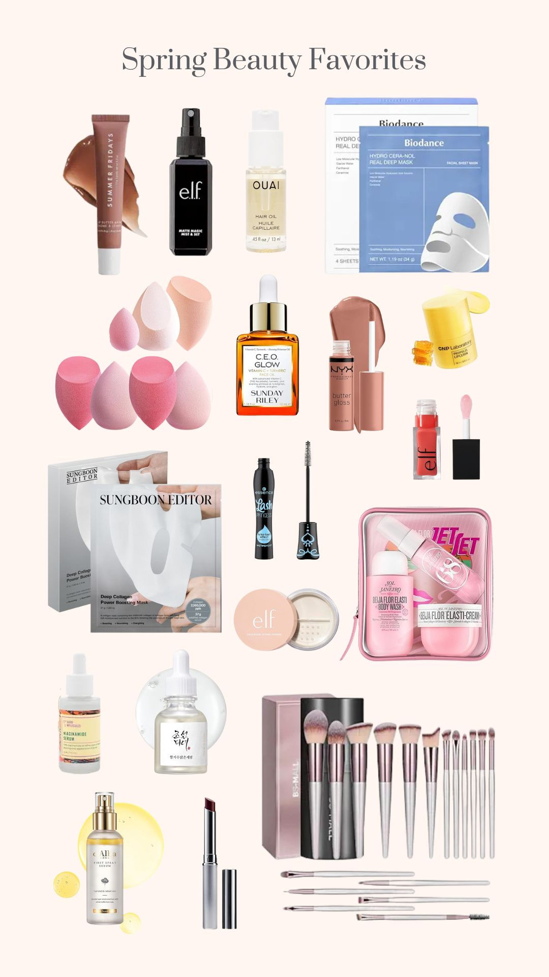 Spring Beauty Favorites from Amazon. Skin Care. Makeup. Gift Ideas. e.l.f. Halo Glow Soft Focus Setting Powder. Beauty of Joseon Glow Deep Serum Rice + Alpha-Arbutin. Summer Fridays Tinted Lip Butter Balm. OUAI Hair Oil Travel Size - Hair Heat Protectant Oil for Frizz. e.l.f. Matte Magic Mist & Set. NYX PROFESSIONAL MAKEUP Butter Gloss. SOL DE JANEIRO Jet Set. BIODANCE Hydro Cera-nol Real Deep Mask. Clinique Almost Lipstick Tinted Lip Balm in Black Honey. SUNGBOON EDITOR Deep Collagen Overnight mask. Good Molecules Niacinamide Serum. Blender Sponges 7 Pcs. e.l.f. Glow Reviver Lip Oil. CNP Honey Lip Butter. Makeup Brush Set 18 brushes. Lash Princess False Lash Waterproof Mascara. d'alba Piedmont Italian White Truffle First Spray Serum. Sunday Riley C.E.O. Glow Vitamin C & Turmeric Face Oil. 

 #LTKOver40 #LTKBeauty
