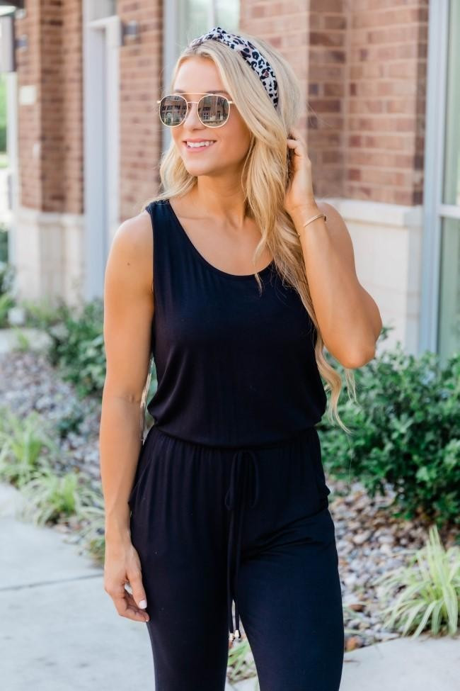 Let's Be Happy Black Jumpsuit | The Pink Lily Boutique