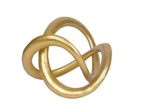 Gold Knot Statue Decor Gold Modern Geometric Sculpture Home Decor Unique Round Knick Knacks Shelves Decorative Abstract Cube Golden Centerpiece for Living Room Shelf Office Coffee Table Decoration | Amazon (US)