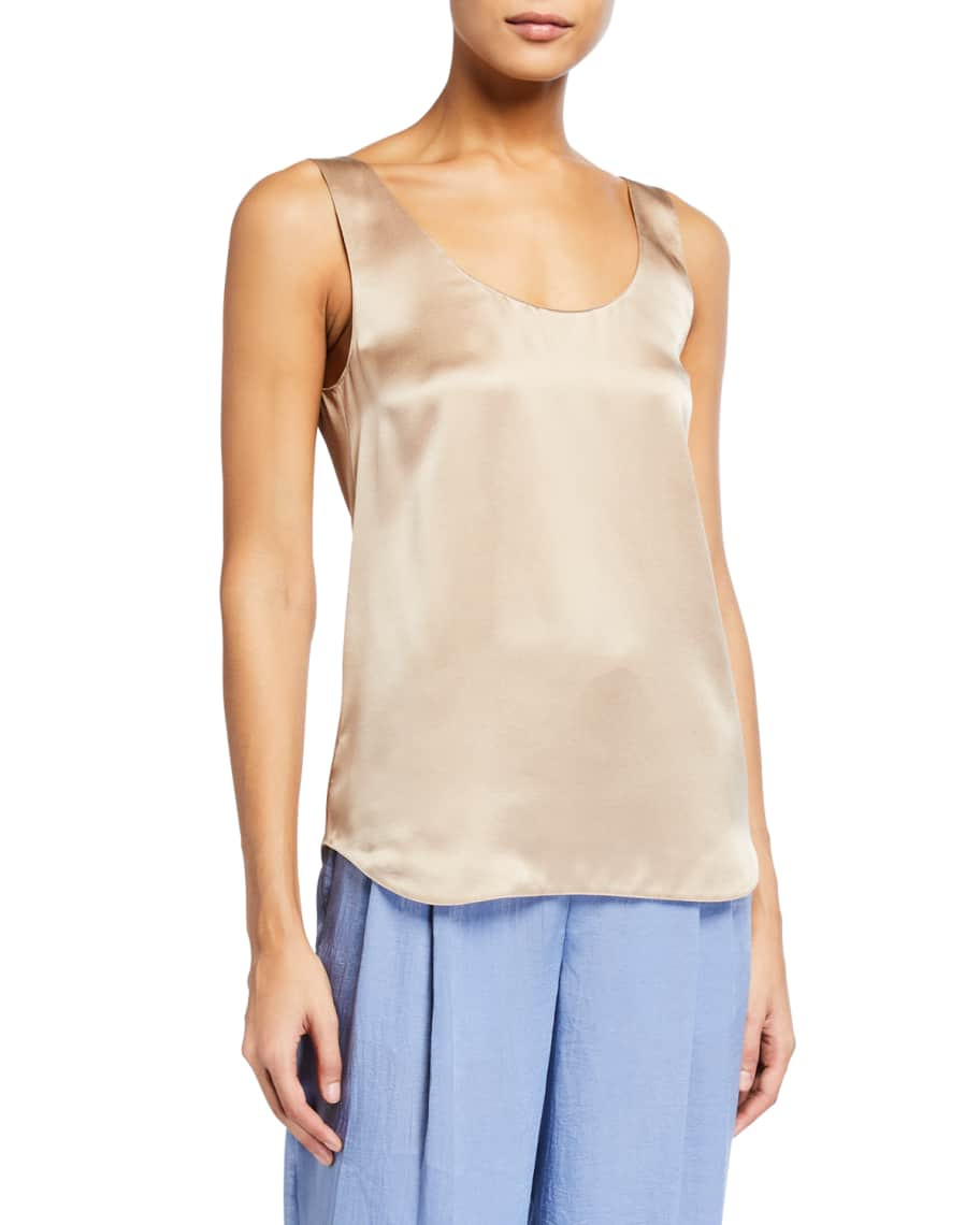Vince Scoop-Neck Satin Tank | Neiman Marcus