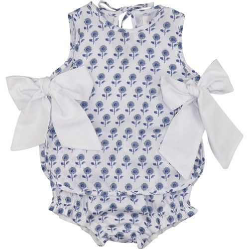 Navy And White Floral Side Tie Diaper Set  - Shipping Late  April | Cecil and Lou