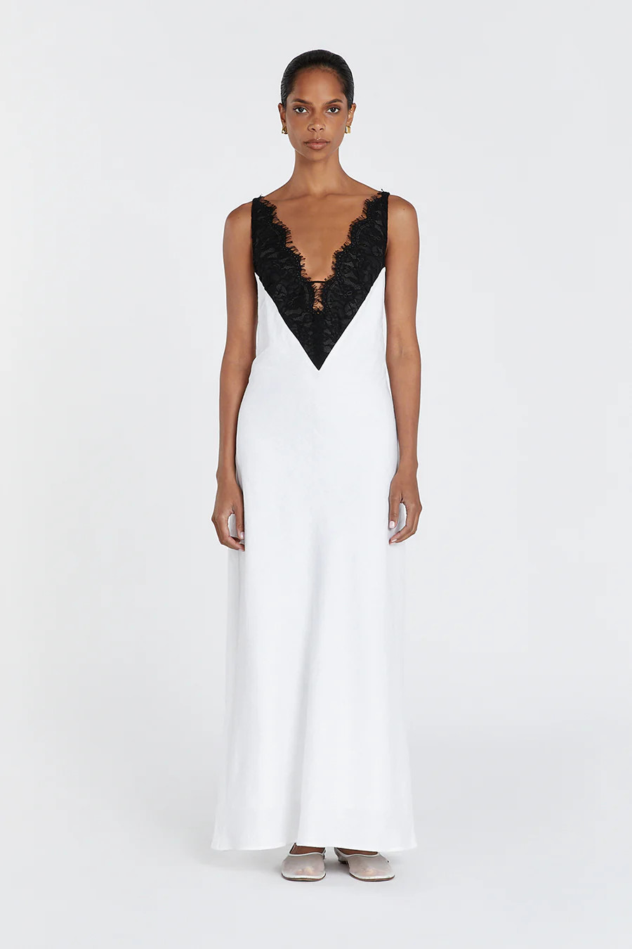 HAZEL WHITE LACE LINEN MIDI DRESS | DISSH