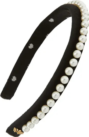 Lele Sadoughi Imitation Pearl Velvet Headband | Nordstrom | Nordstrom