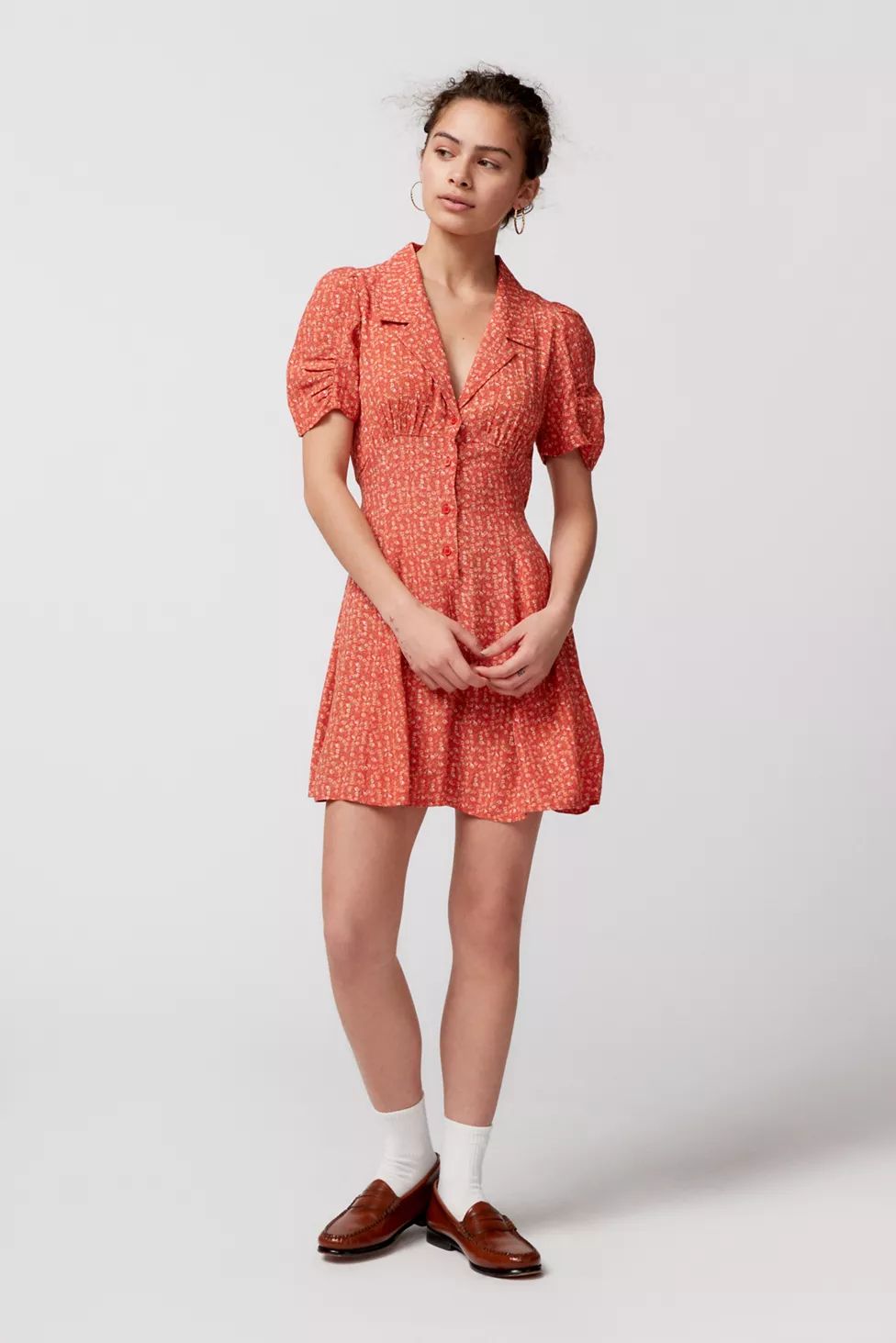 UO Crowley Collared Floral Mini Dress | Urban Outfitters (US and RoW)